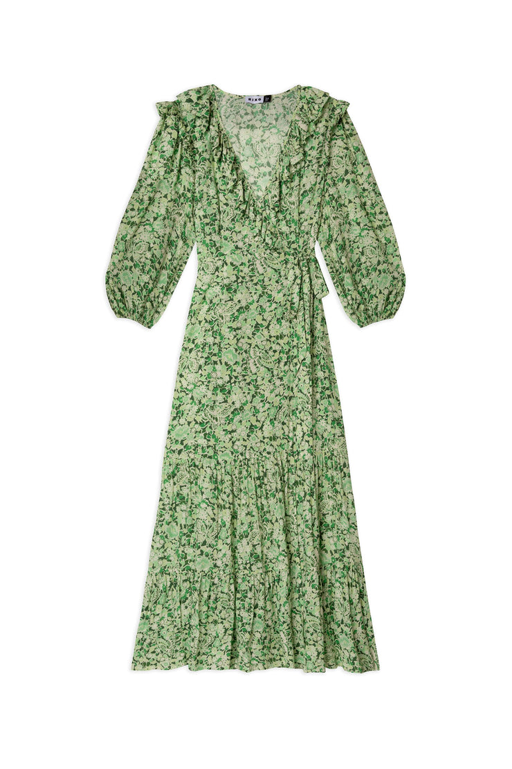 Frida - Green Summer Meadow Wrap dress ...